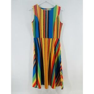 Vtg Rainbow Pride A Line Size L Light Flowy Hippie Boho Festival Fit Flare P1002